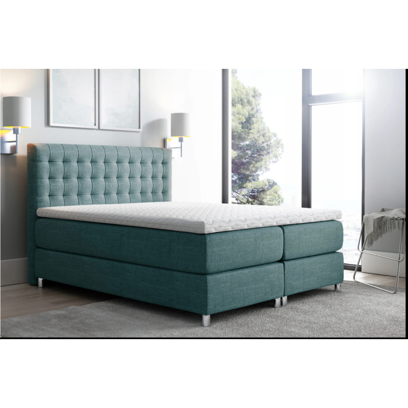 Boxspringbett 200x200 LUCA – Blau + GRATIS Topper