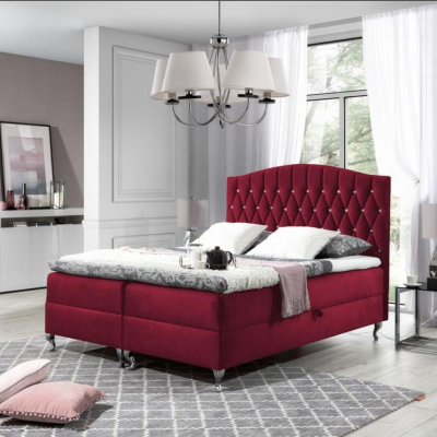 Elegantes Bett 120x200 PEGGY – rot + Gratis-Topper