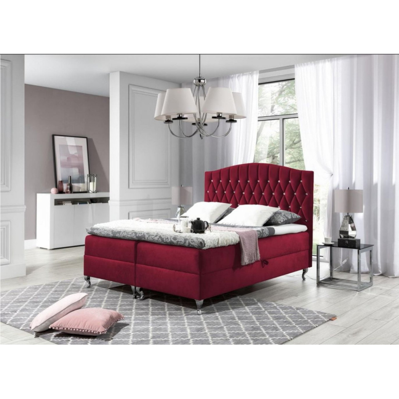 Elegantes Bett 120x200 PEGGY – rot + Gratis-Topper