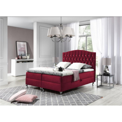 Elegantes Bett 120x200 PEGGY – rot + Gratis-Topper