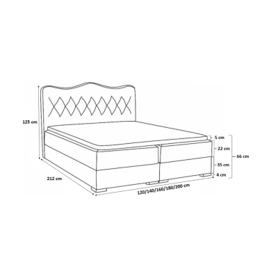 Luxuriöses Kontinentalbett SULTAN aus schwarzem Öko-Leder 200 x 200 + kostenloser Topper