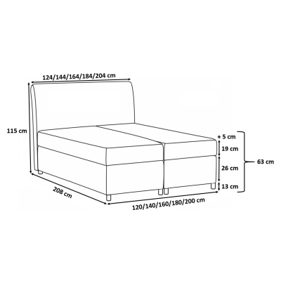 Elegante gepolsterte Doppelliege mit Aufbewahrung Komala mittelgrau 140 x 200 + Gratis-Topper