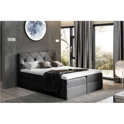 Elegantes Kontinentalbett 120x200 CARMEN – schwarz + Gratis-Topper