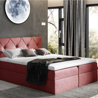 Elegantes Kontinentalbett 120x200 CARMEN – rot + Gratis-Topper