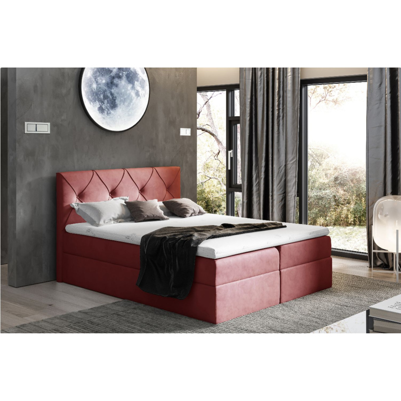 Elegantes Kontinentalbett 120x200 CARMEN – rot + Gratis-Topper