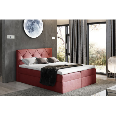 Elegantes Kontinentalbett 120x200 CARMEN – rot + Gratis-Topper