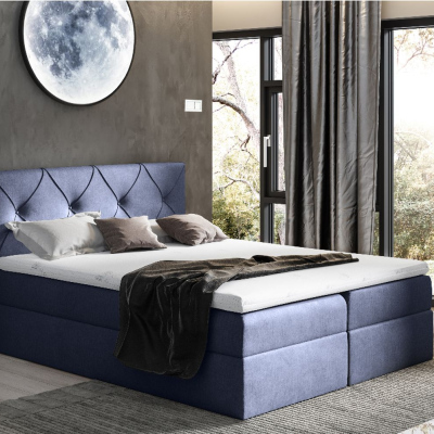 Elegantes Kontinentalbett 120x200 CARMEN – blau + Gratis-Topper