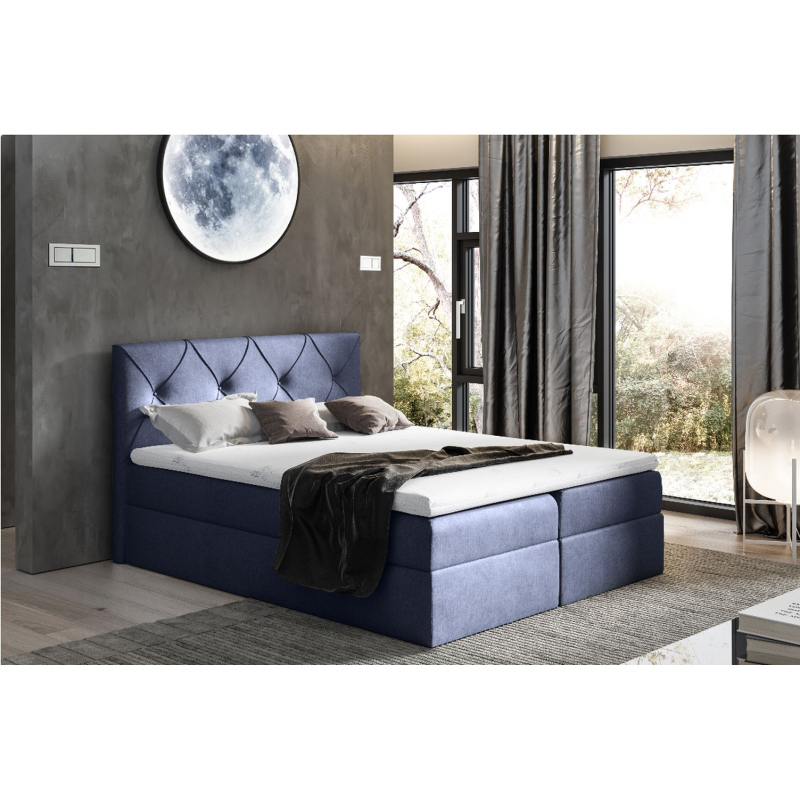 Elegantes Kontinentalbett 120x200 CARMEN – blau + Gratis-Topper