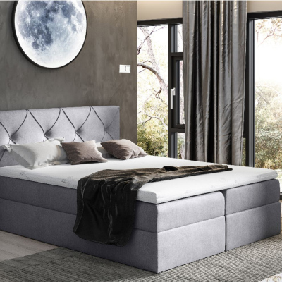 Elegantes Kontinentalbett 120x200 CARMEN – grau + Gratis-Topper