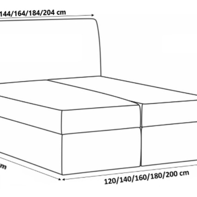 Elegantes Kontinentalbett 120x200 CARMEN – grau + Gratis-Topper