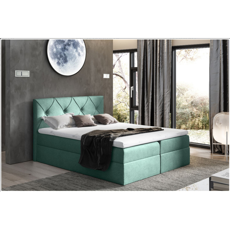 Elegantes Kontinentalbett 120x200 CARMEN – grün + Gratis-Topper