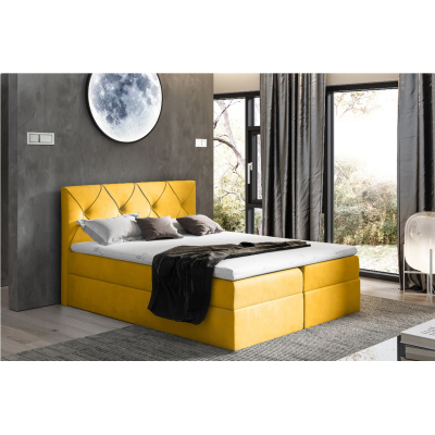 Elegantes Kontinentalbett 120x200 CARMEN – gelb + Gratis-Topper