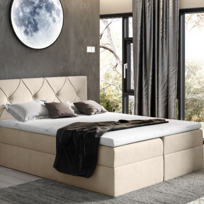 Elegantes Kontinentalbett 140x200 CARMEN – beige + Gratis-Topper