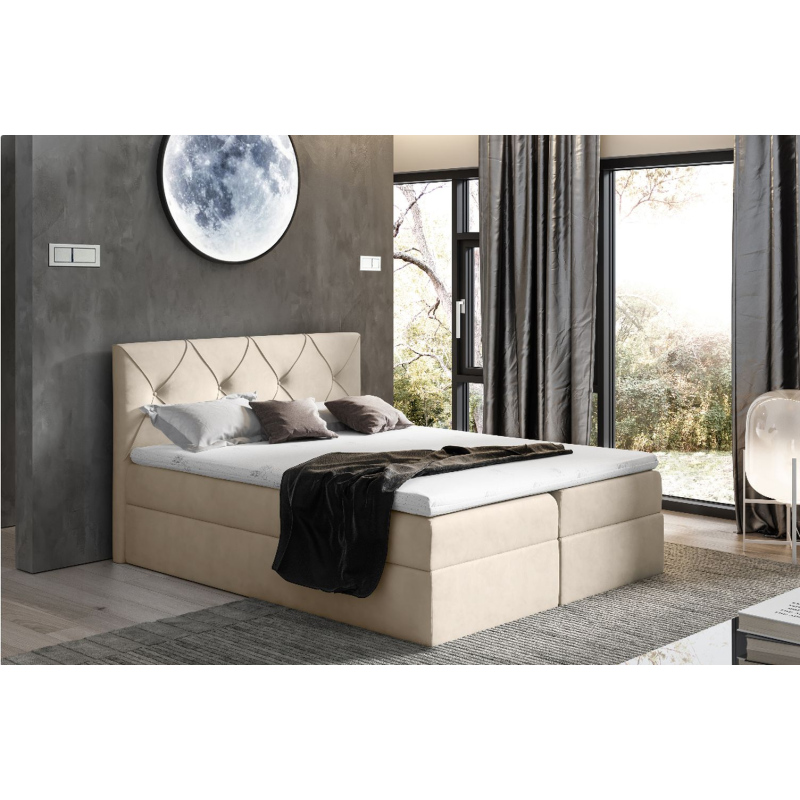 Elegantes Kontinentalbett 140x200 CARMEN – beige + Gratis-Topper