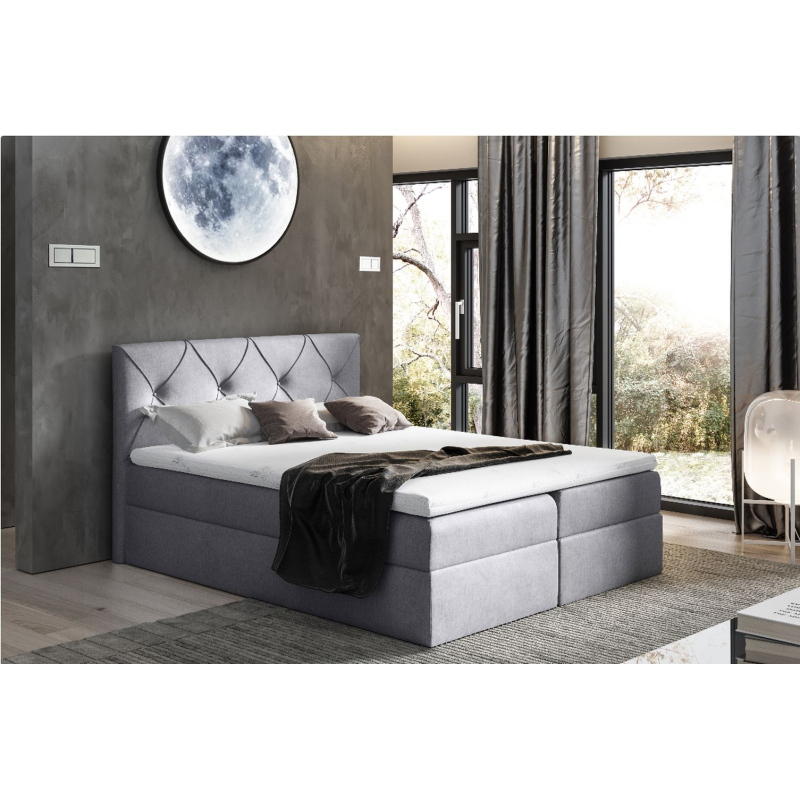 Elegantes Kontinentalbett 140x200 CARMEN – grau + Gratis-Topper