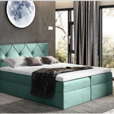 Elegantes Kontinentalbett 140x200 CARMEN – grün + Gratis-Topper