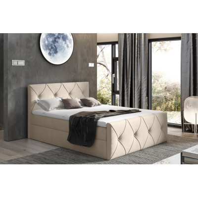 Kontinentales Bett 120x200 CARMEN LUX – beige 1 + Gratis-Topper