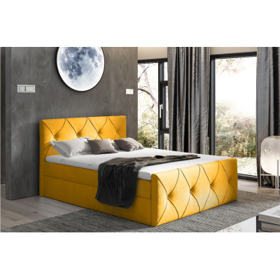 Kontinentales Bett 120x200 CARMEN LUX – gelb + Gratis-Topper