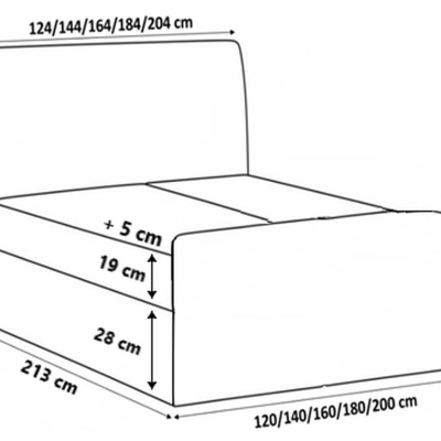 Kontinentales Bett 120x200 CARMEN LUX – gelb + Gratis-Topper