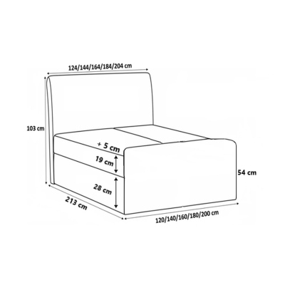 Kontinentales Bett 120x200 CARMEN LUX – gelb + Gratis-Topper