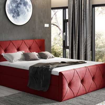 Kontinentales Bett 120x200 CARMEN LUX – rot 1 + Gratis-Topper