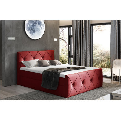 Kontinentales Bett 120x200 CARMEN LUX – rot 1 + Gratis-Topper