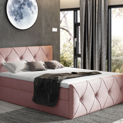 Kontinentales Bett 120x200 CARMEN LUX – rosa + Gratis-Topper