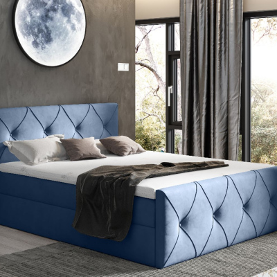 Kontinentales Bett 120x200 CARMEN LUX – blau + Gratis-Topper