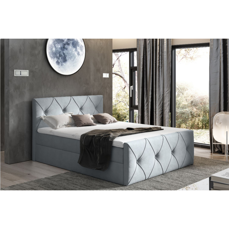 Kontinentales Bett 120x200 CARMEN LUX – grau 1 + Gratis-Topper