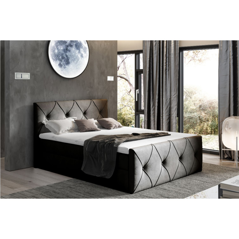 Kontinentales Bett 120x200 CARMEN LUX – schwarz + Gratis-Topper