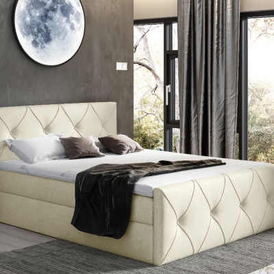 Kontinentales Bett 120x200 CARMEN LUX – beige 2 + GRATIS-Topper