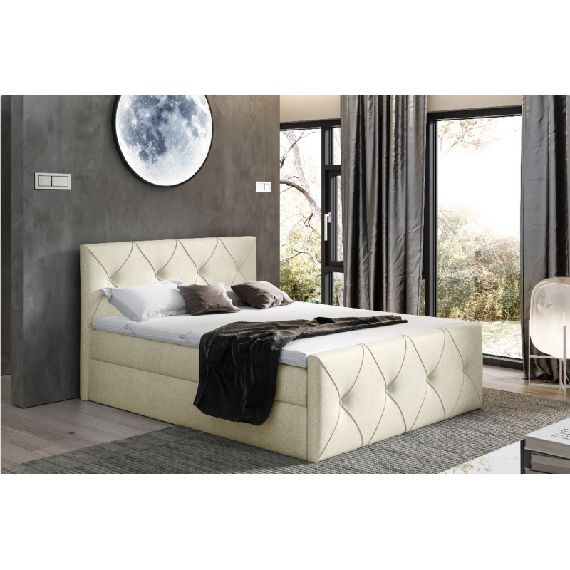 Kontinentales Bett 120x200 CARMEN LUX – beige 2 + GRATIS-Topper