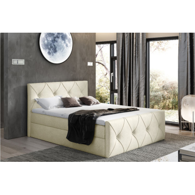 Kontinentales Bett 120x200 CARMEN LUX – beige 2 + GRATIS-Topper