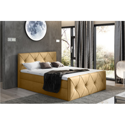 Kontinentales Bett 120x200 CARMEN LUX – Senf + Gratis-Topper