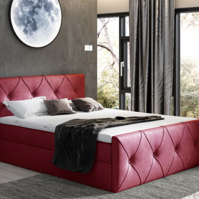 Kontinentales Bett 120x200 CARMEN LUX – rot 2 + Gratis-Topper