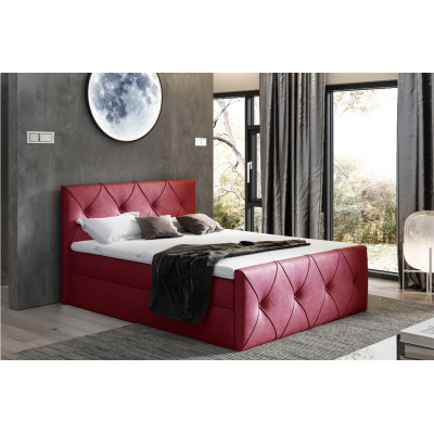 Kontinentales Bett 120x200 CARMEN LUX – rot 2 + Gratis-Topper