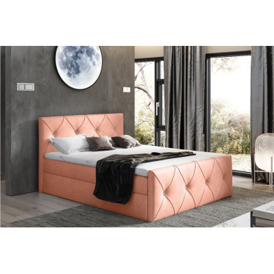 Kontinentales Bett 120x200 CARMEN LUX – Aprikose + Gratis-Topper