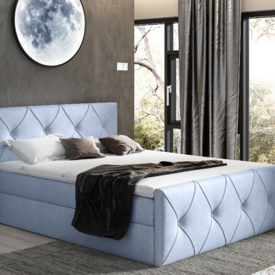 Kontinentales Bett 120x200 CARMEN LUX – Hellblau + Gratis-Topper