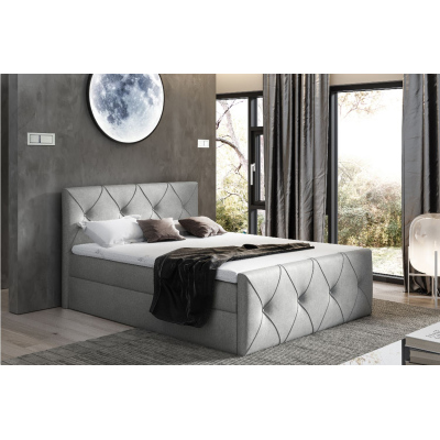 Kontinentales Bett 120x200 CARMEN LUX – grau 2 + Gratis-Topper