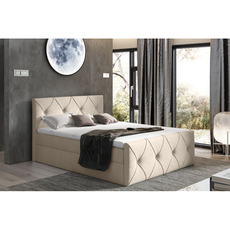 Kontinentales Bett 140x200 CARMEN LUX – beige 1 + GRATIS-Topper