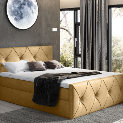 Kontinentales Bett 140x200 CARMEN LUX – Senf + Gratis-Topper