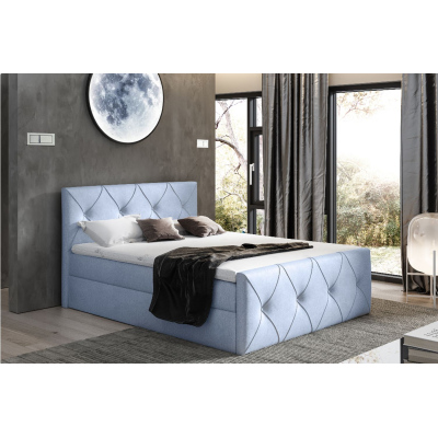 Kontinentales Bett 140x200 CARMEN LUX – Hellblau + Gratis-Topper