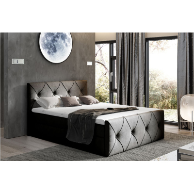 Kontinentales Bett 160x200 CARMEN LUX – schwarz + Gratis-Topper