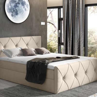 Kontinentales Bett 180x200 CARMEN LUX – Beige 1 + Gratis-Topper