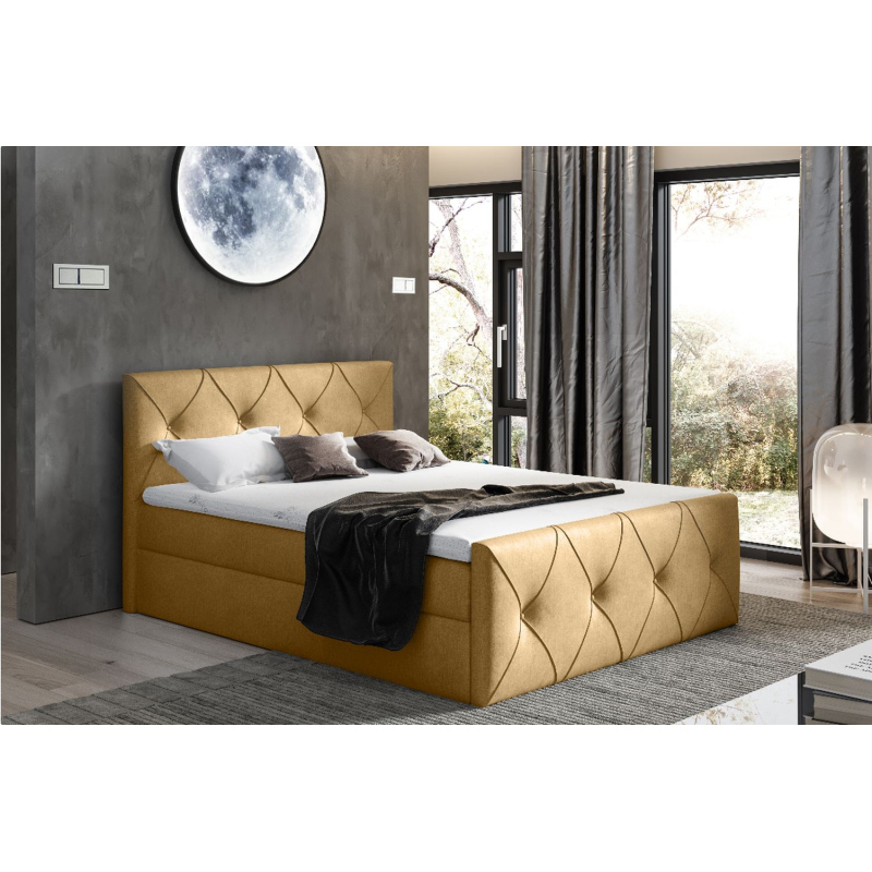 Kontinentales Bett 200x200 CARMEN LUX – Senf + GRATIS-Topper