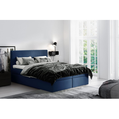 Modernes gepolstertes Einzelbett Alessio blau 120 + Gratis-Topper