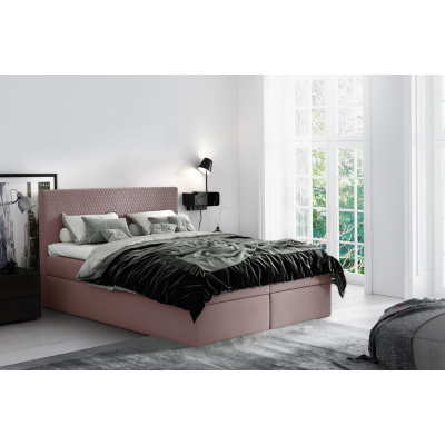 Modernes gepolstertes Doppelbett Alessio rosa 140 + Gratis-Topper