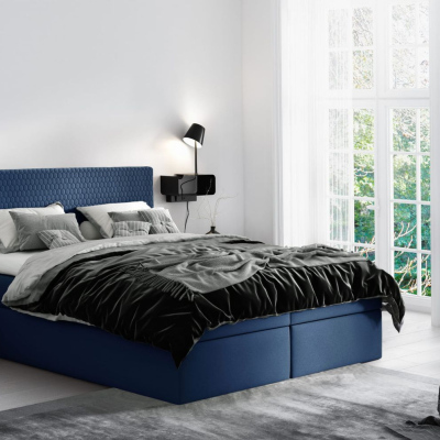 Modernes Polsterbett mit Stauraum Alessio blau 160 + Gratis-Topper