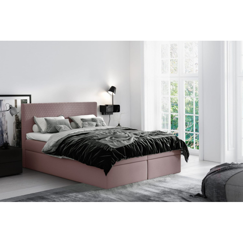 Modernes Polsterbett mit Stauraum Alessio rosa 160 + Gratis-Topper