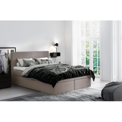 Modernes Polsterbett mit Stauraum Alessio beige 160 + Gratis-Topper